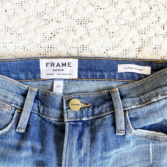 Frame Le High Straight Jeans, Beaudry Distressed Step Hem, 24 - Picture 13 of 15